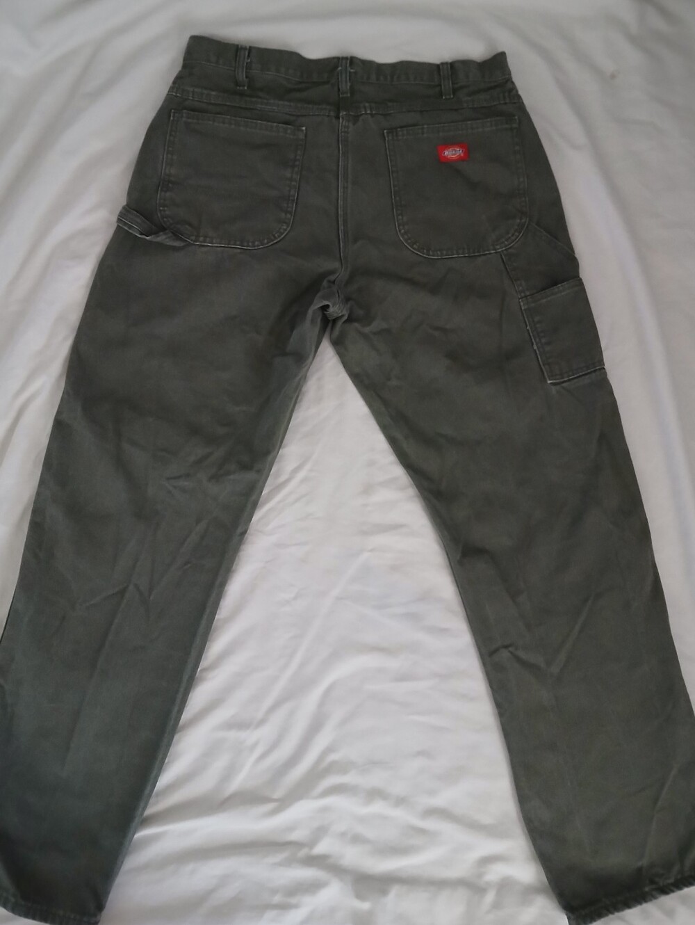 Dickies Jeans Mens 34x32 Olive Green Carpenter Denim Utility Workwear